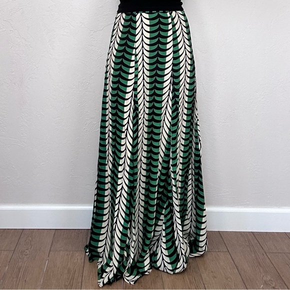 Totem Brazilian Designer Maxi Skirt Green Black & Cream Print Size S - Picture 3 of 16